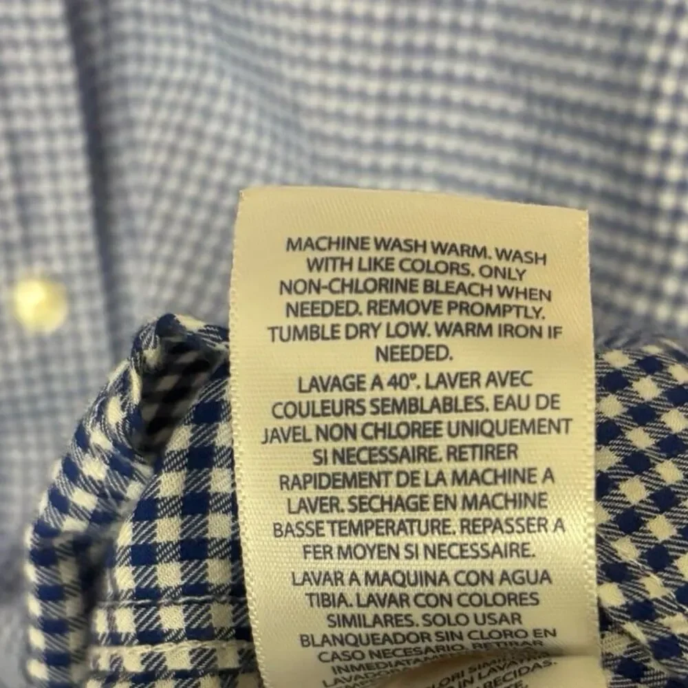 Ralph Lauren Blue And White Checkered Button Down Shirt Boys‎ Size XL